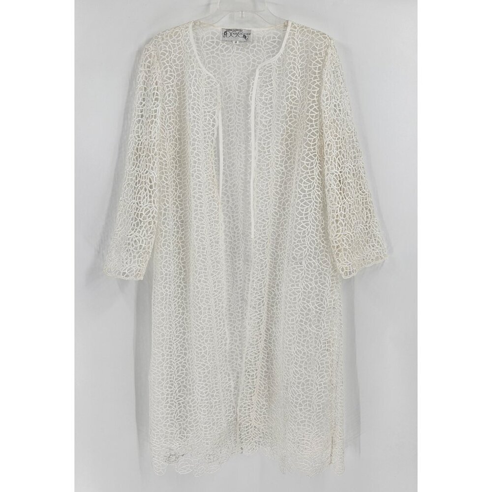 Dorinda Clark Cole Rose Collection White Lace Cardigan Women's Size 16